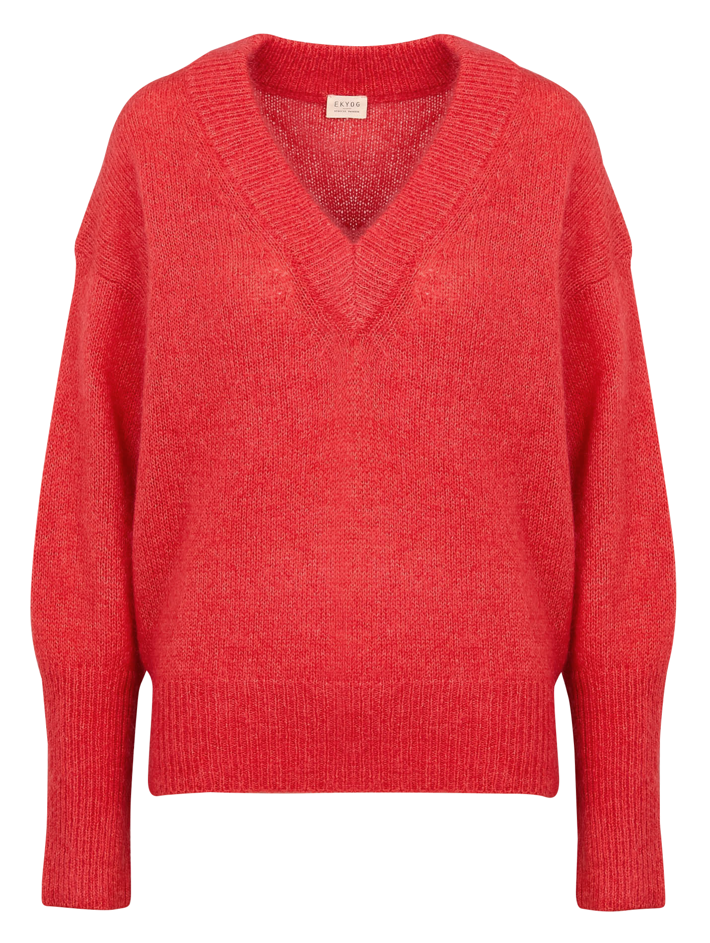 LORE - Pull ample col V en laine et soie | Rouge
