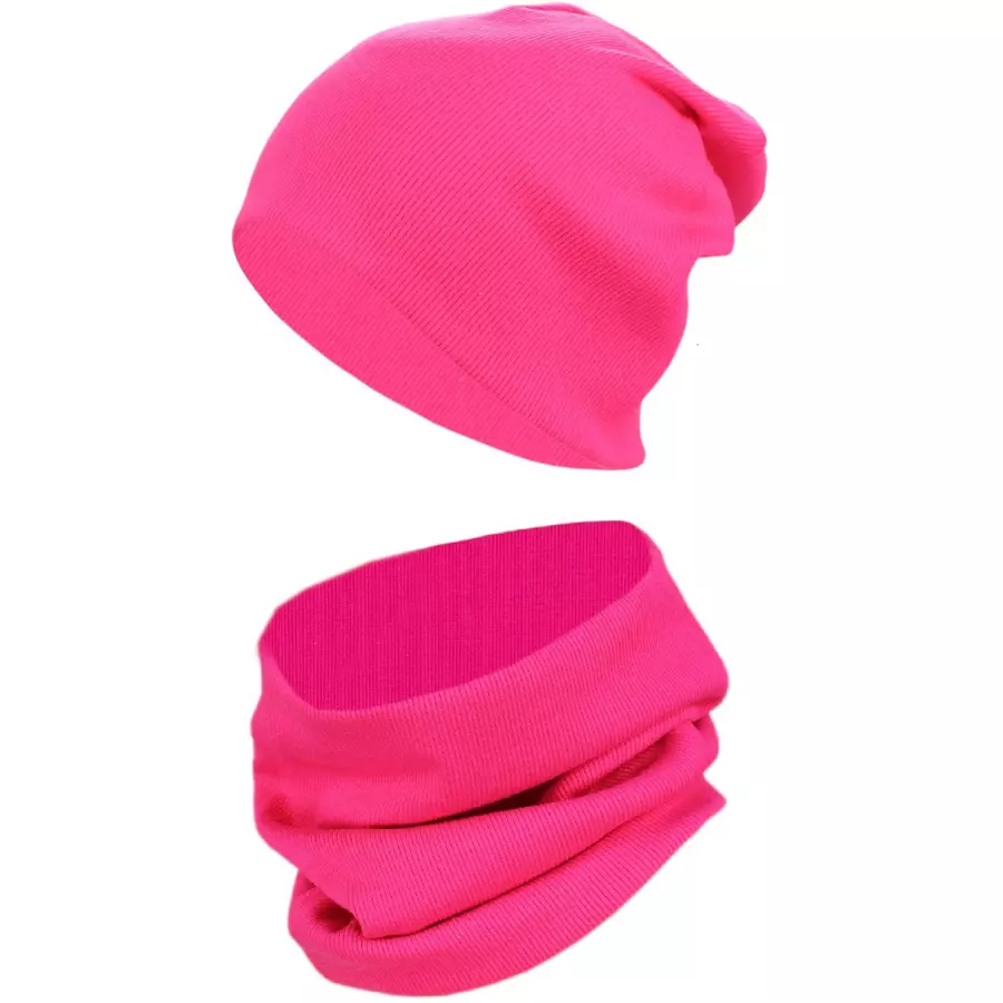 TupTam Unisex Kinder Beanie Mütze Schlauchschal Set fuchsia