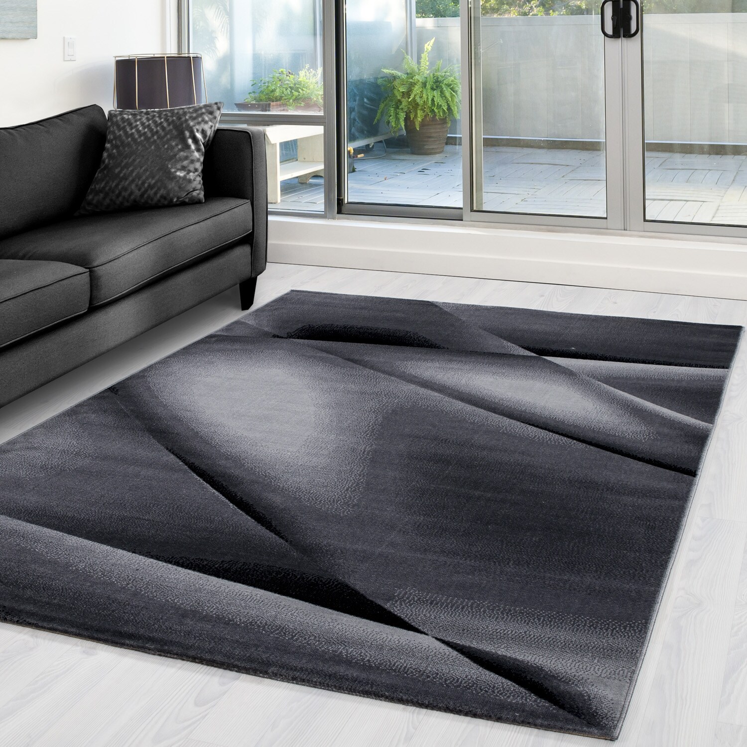 Teppich modern Designer Wohnzimmer Abstrakt Muster Schwarz, Braun, Lila