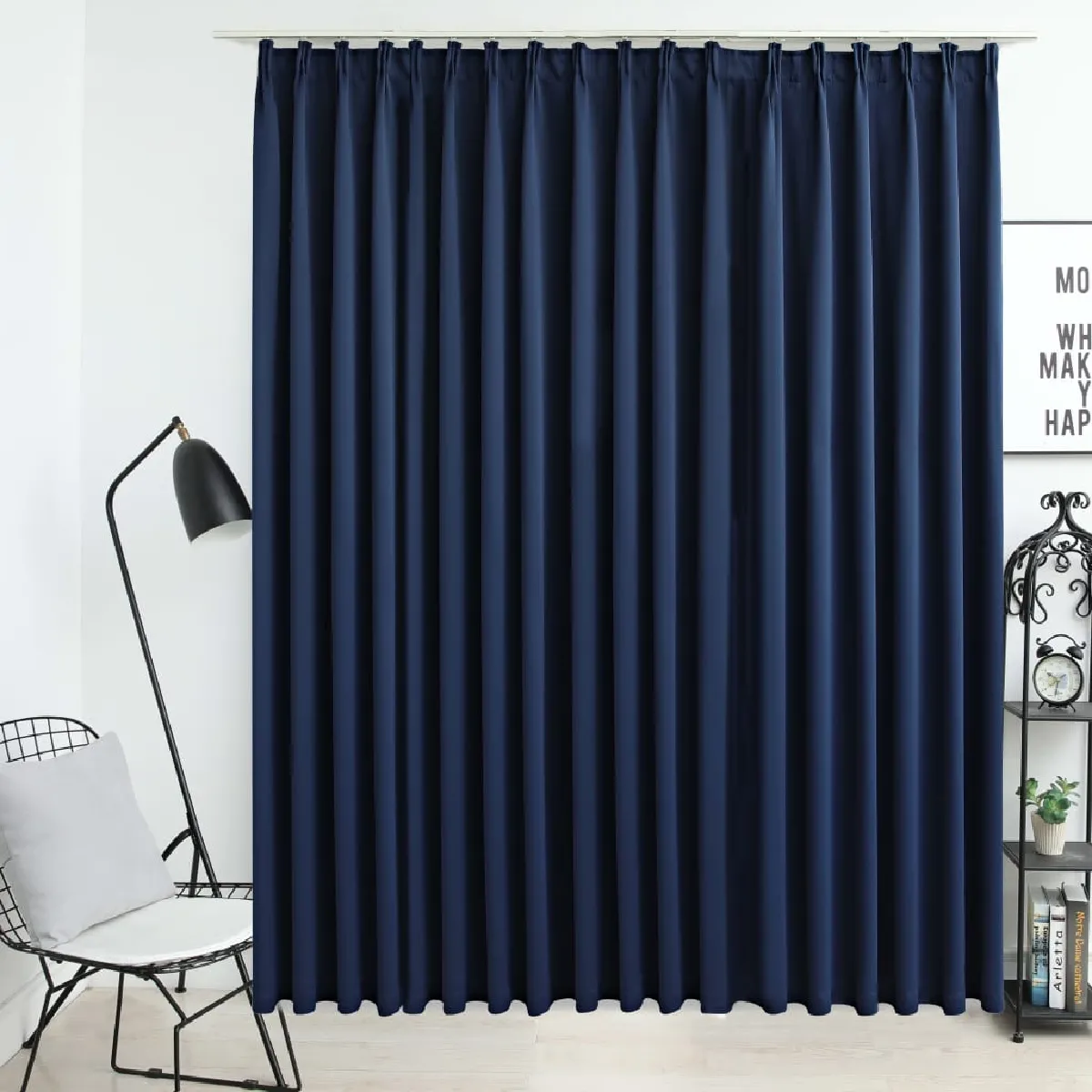 vidaXL Rideau occultant avec crochets - Bleu - 290x245 cm