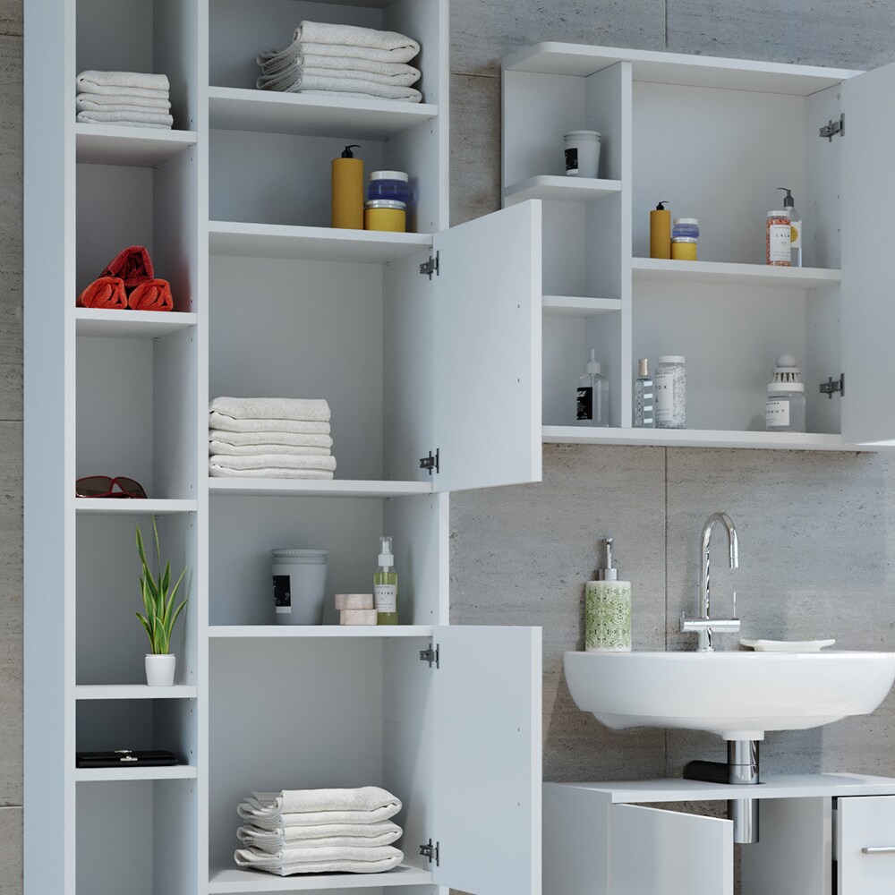 VICCO Badschrank ILIAS 190 x 60 cm Weiß - Hochschrank Regal Badregal