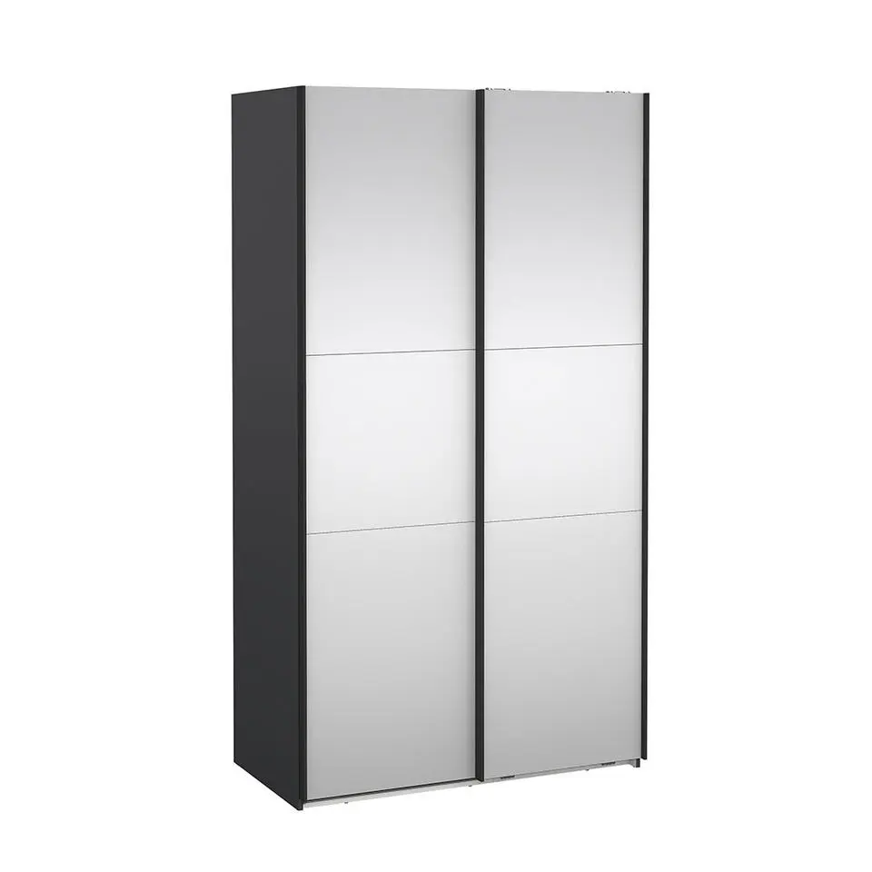 Hioshop Como schuifdeurkast 2 deuren met spiegel 120x220cm mat grijs