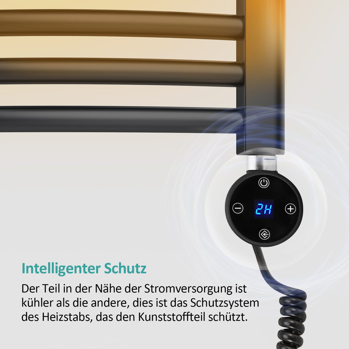 EMKE 600W verwarmingselement met thermostaat en LCD-scherm, verwarmingspatroon voor badkamerradiatoren, verwarmingselementen van roestvrij staal, handdoekwarmers, zwart