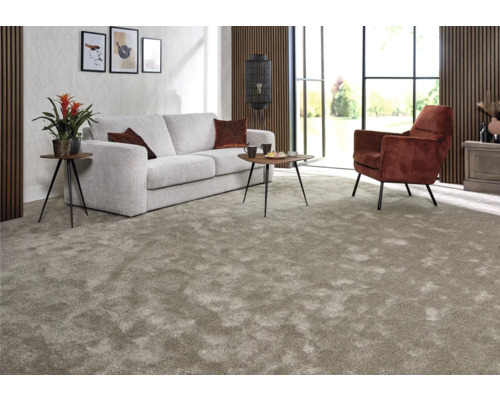 Tapijt, gekreukt velours, Rhea taupe, 400 cm breed (per meter verkocht)