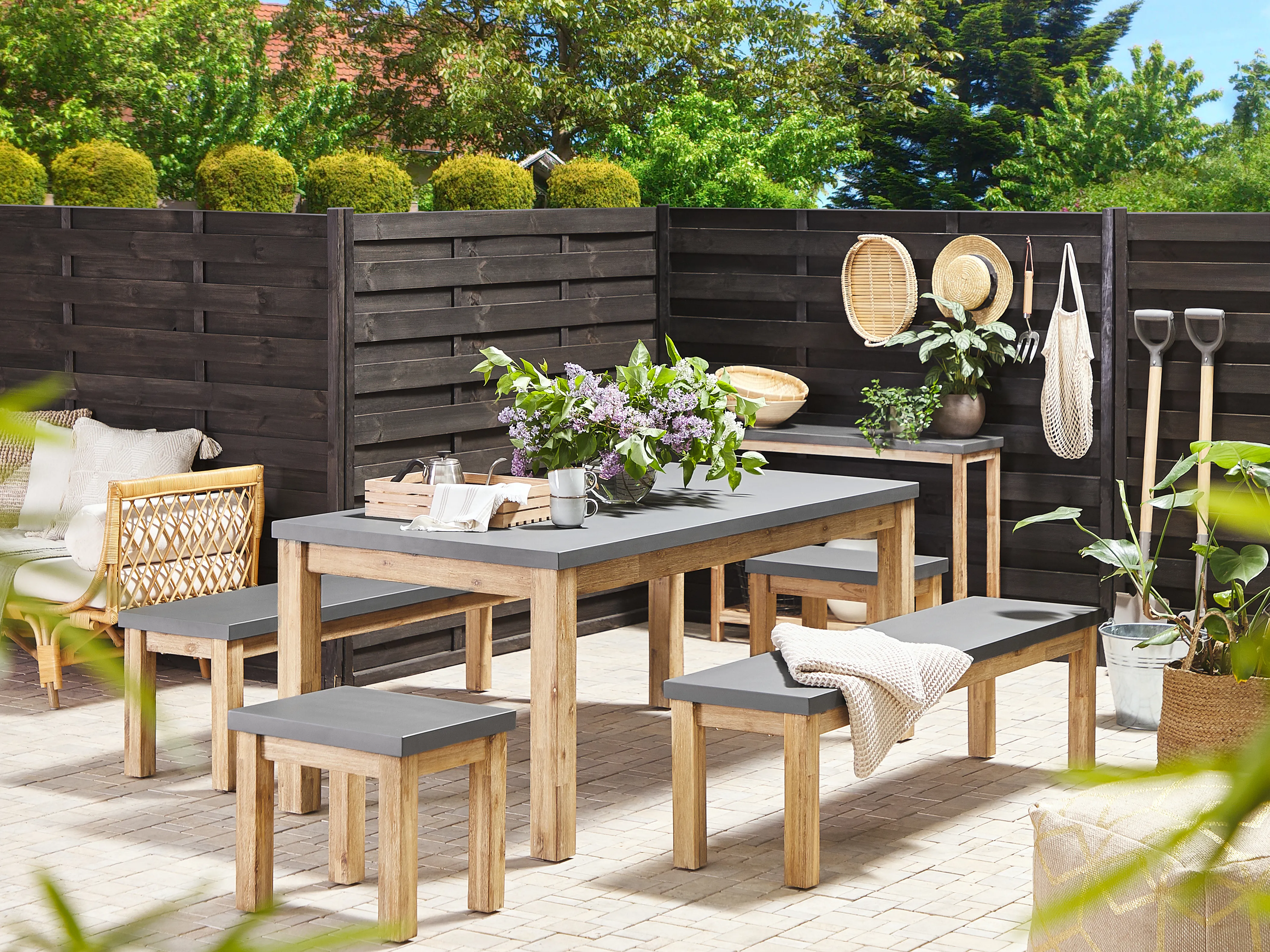 Tuin eettafel OSTUNI 180 cm 90 cm Beton Grijs