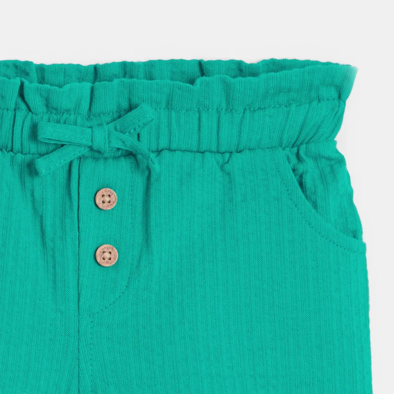 Short coton fantaisie léger vert bébé fille Vert