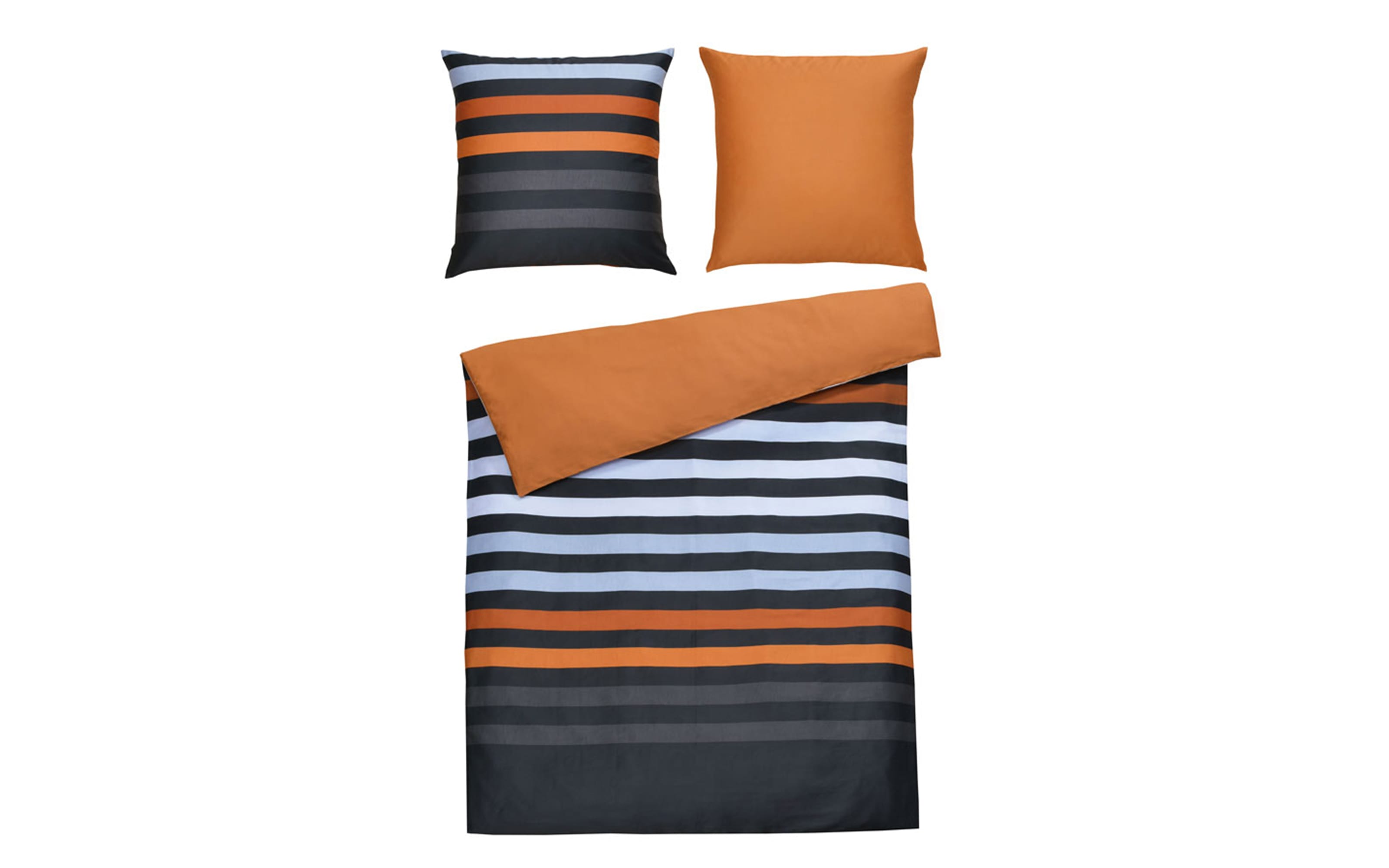 Bettwäsche Maja, orange/schwarz, 155 x 220 cm