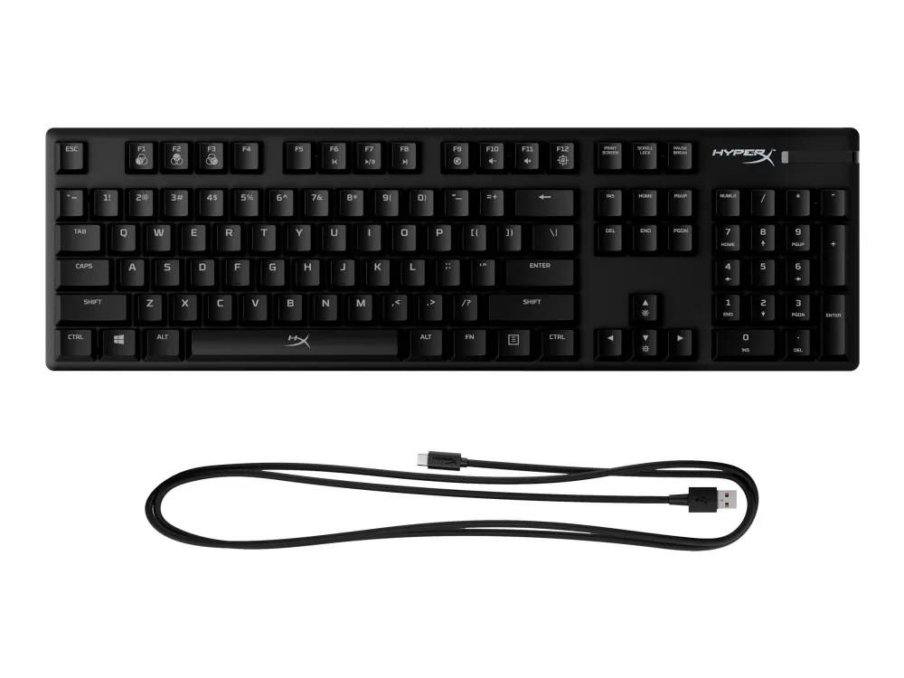 HyperX Alloy Origins - Tastatur - bagbelyst - USB-C - QWERTY - USA - tastkontakt: HyperX Red - sort