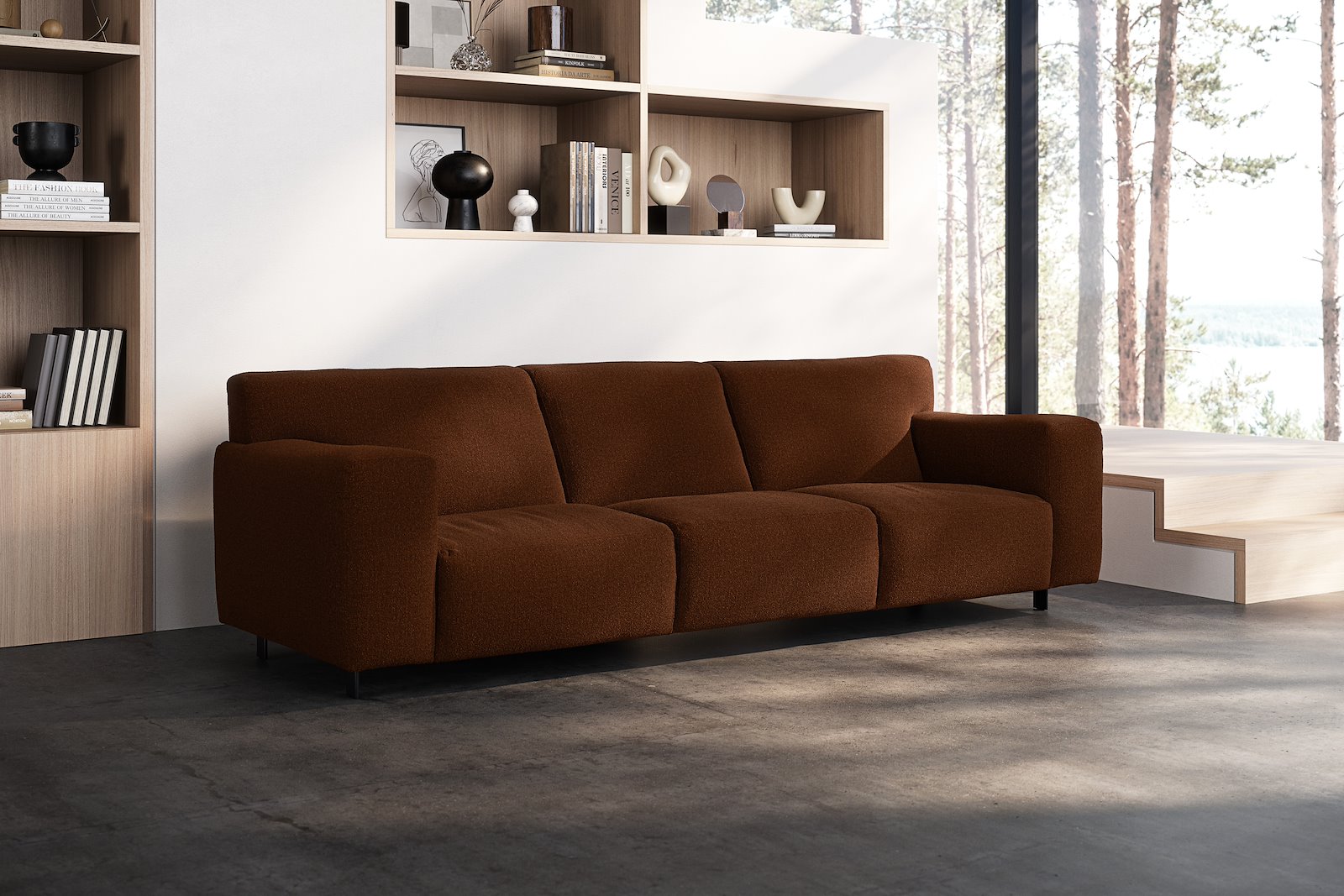 Vesta 4-seter I Tekstil Gianni Bronze, standardsøm, sort metallben 10 cm, Comfort CM