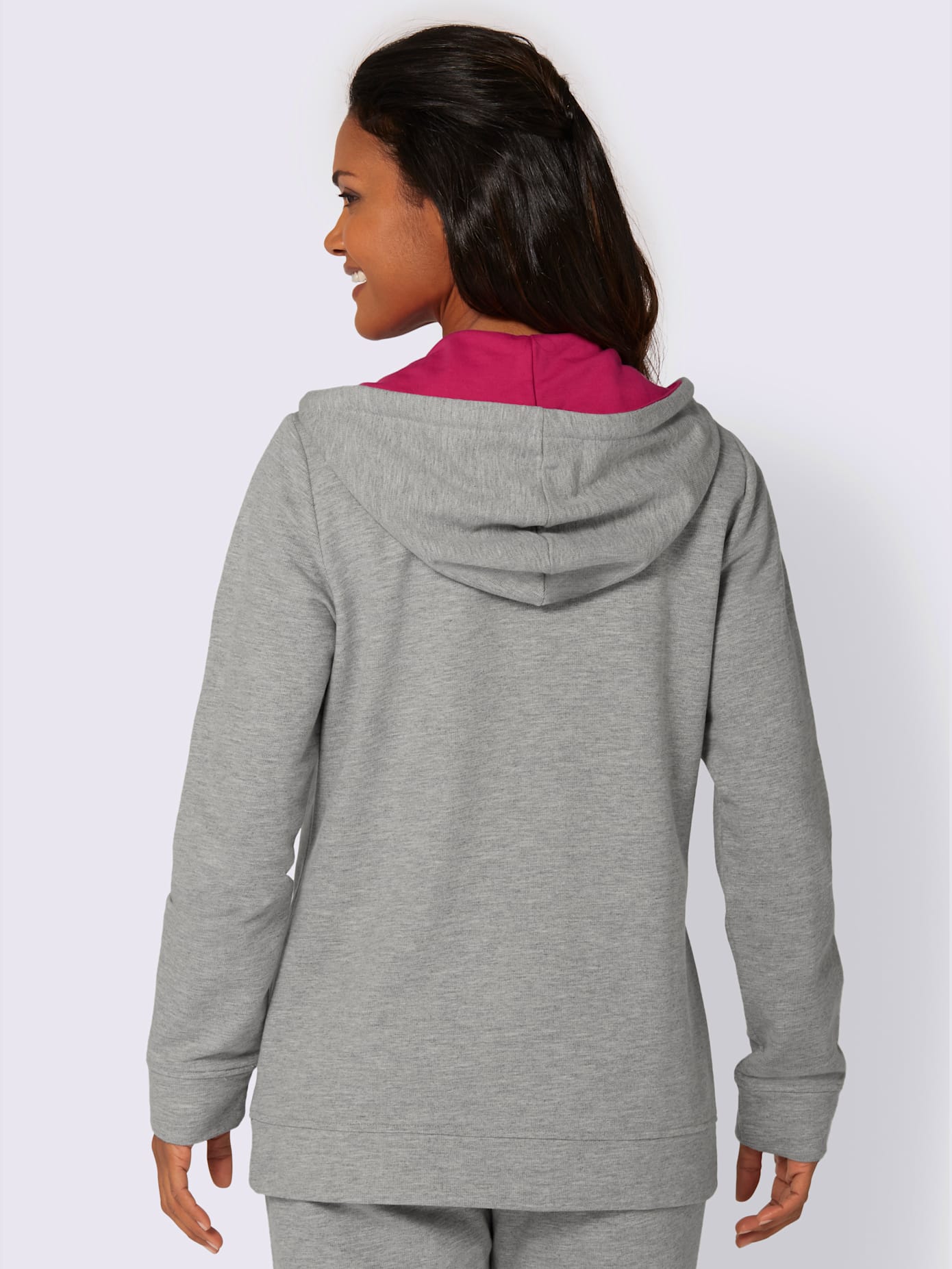 Sweat chiné détails contrastés avec capuche
