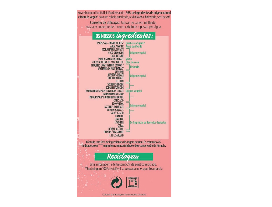 CHAMPÔ FRUCTIS HAIR FOOD MELÂNCIA 350ML