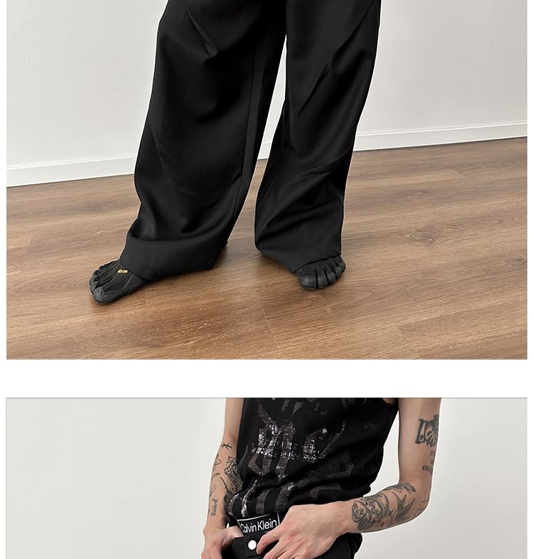 Nahagin - Effen pantalon met wijde pijpen en halfhoge taille