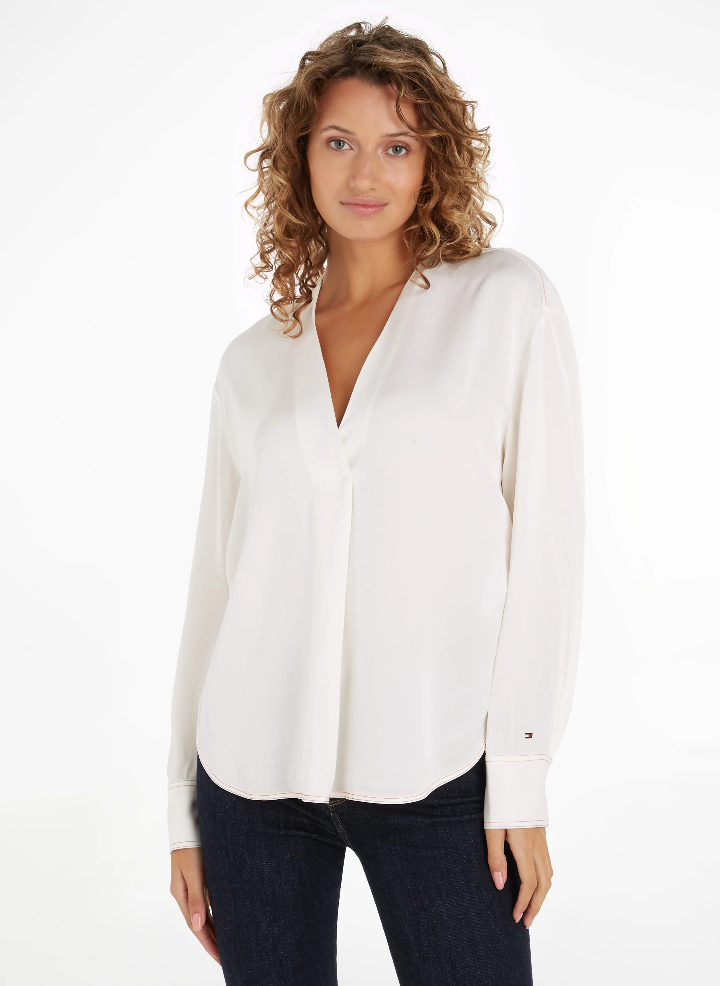 Chemisier droit col V | Blanc