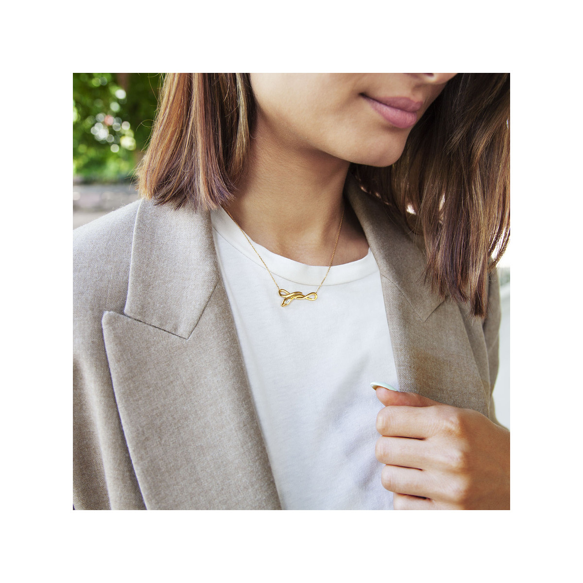 Collier or 375 2 tons serpent diamant 42 cm