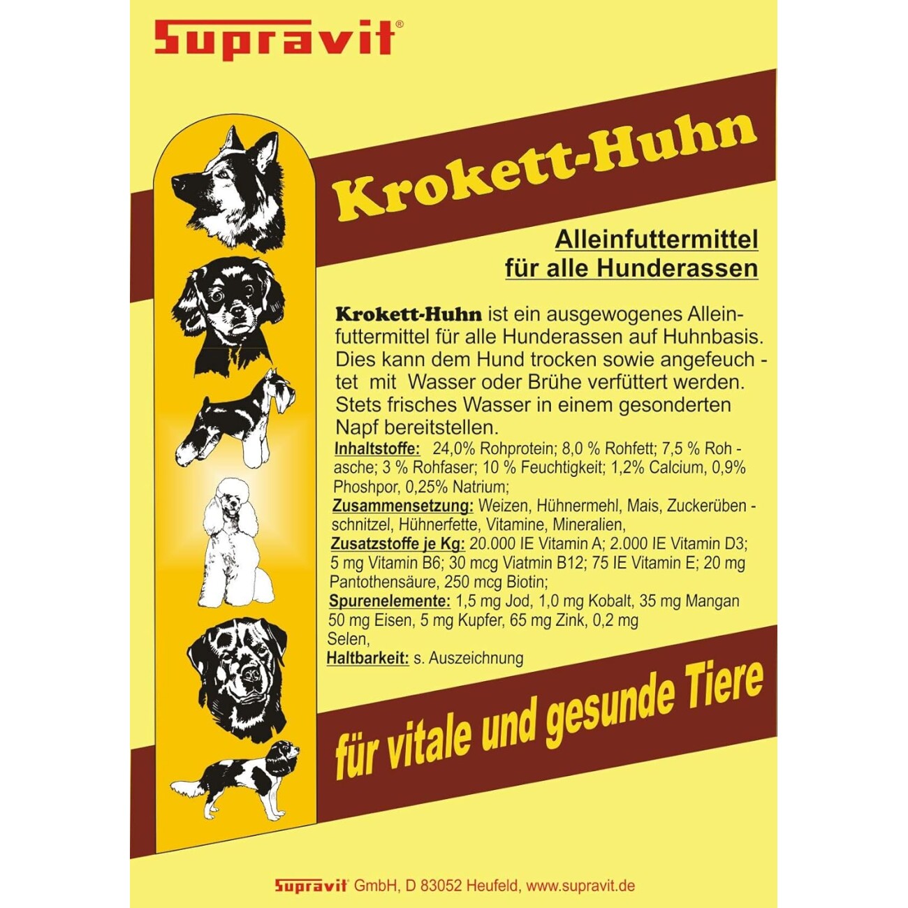 Supravit Hundefutter trocken | Huhn mit Mais | schmackhaft und gut verträglich | Hunde Trockenfutter für alle Rassen | enthält wichtige Nähr- und Vitalstoffe 5 kg