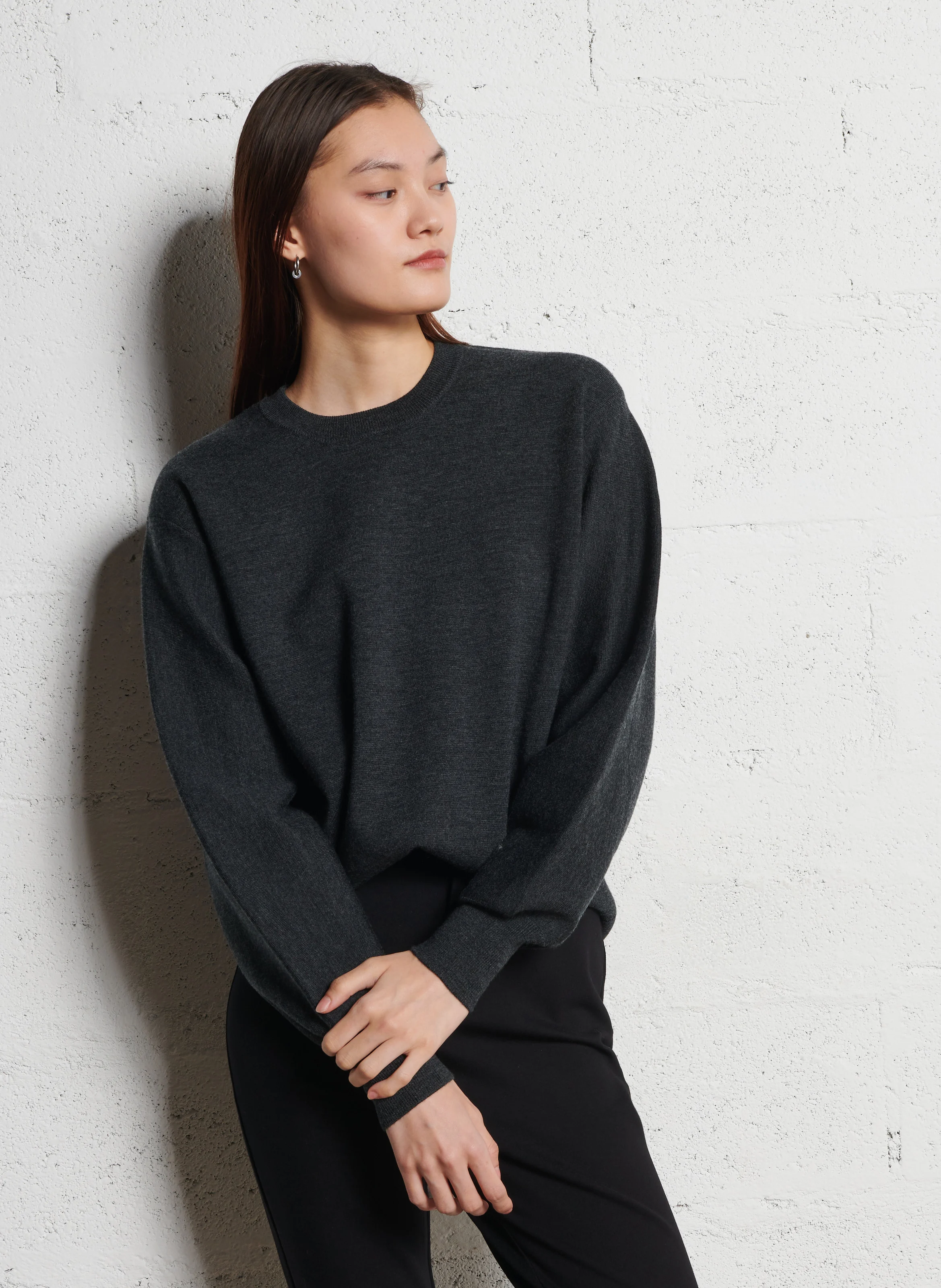 AIMERIC - Pull col rond en laine | Noir