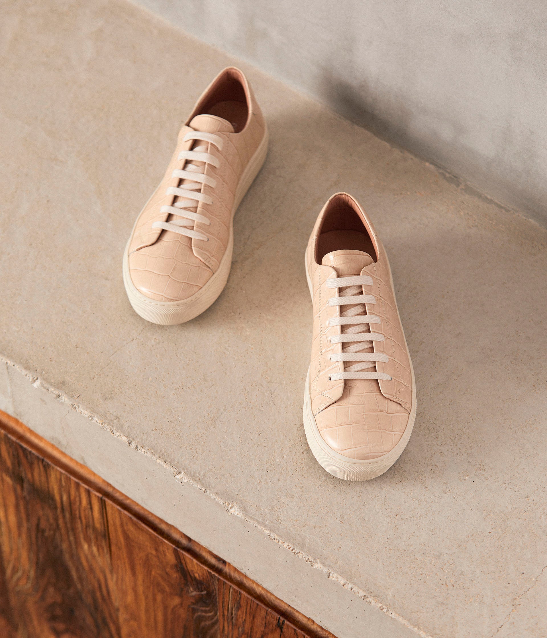 Baskets cuir nude Lucette