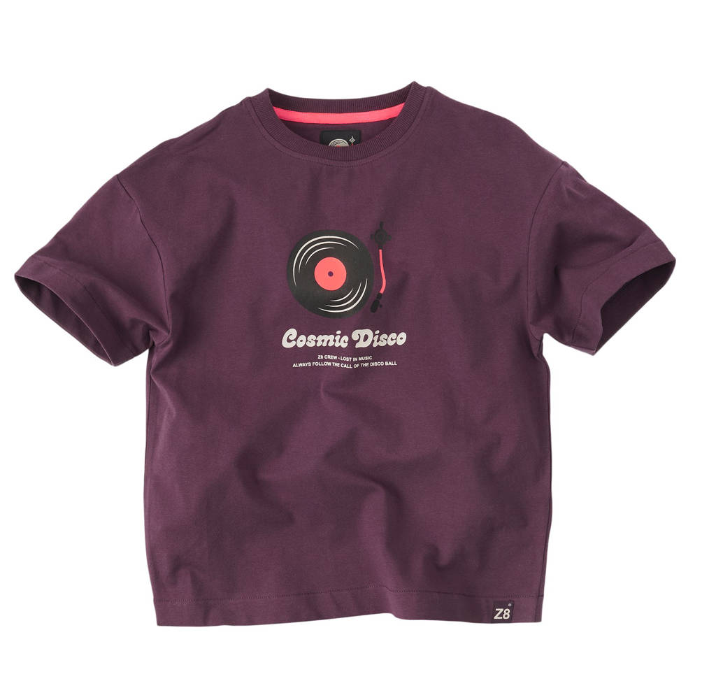 Z8 T-shirt Arjan met printopdruk donkerpaars
