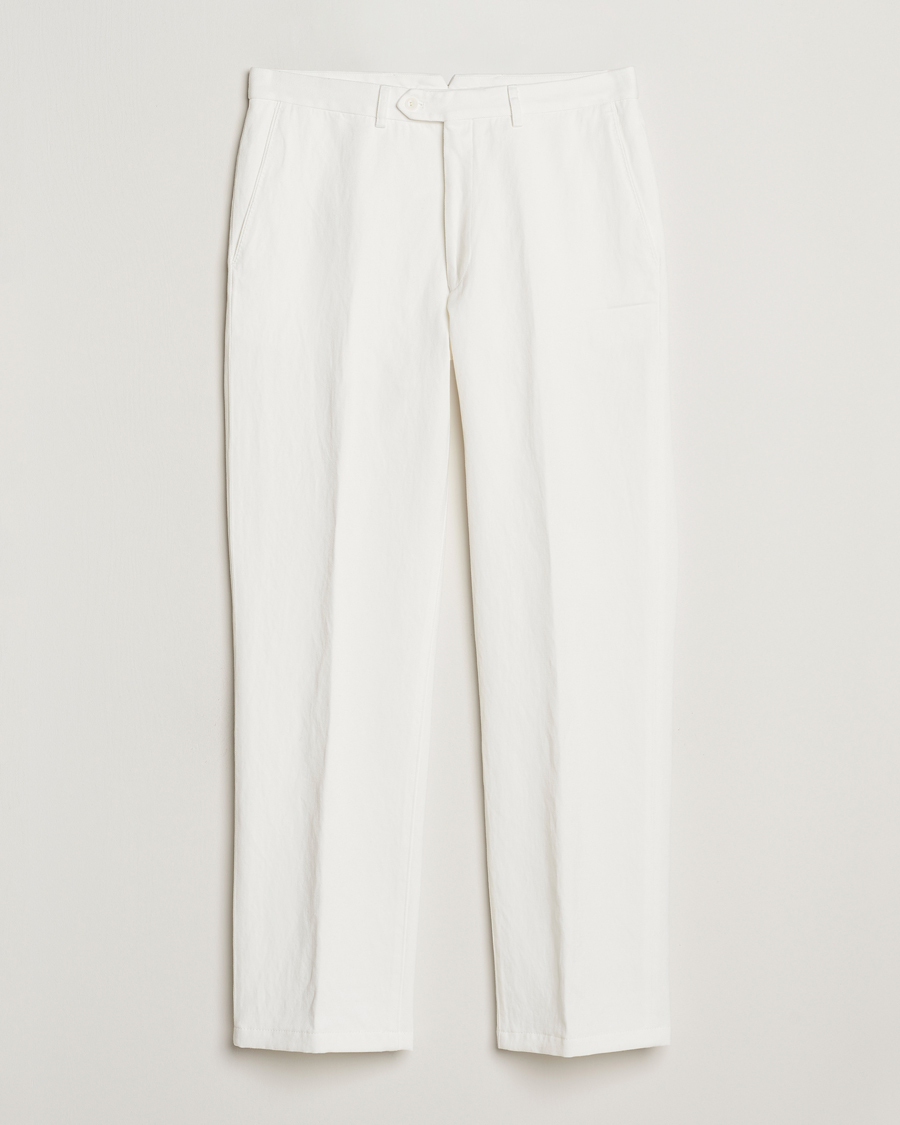 Oscar Jacobson Del Cotton/Linen Trousers White