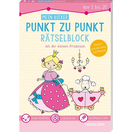 Tessloff Mein dicker Punkt zu Punkt Rätselblock mit der kleinen Prinzessin. Von 1 bis 20
