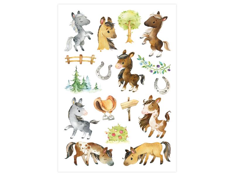 Papierdrachen Tattoo Set Pferde und Lesefreunde 6 Bögen