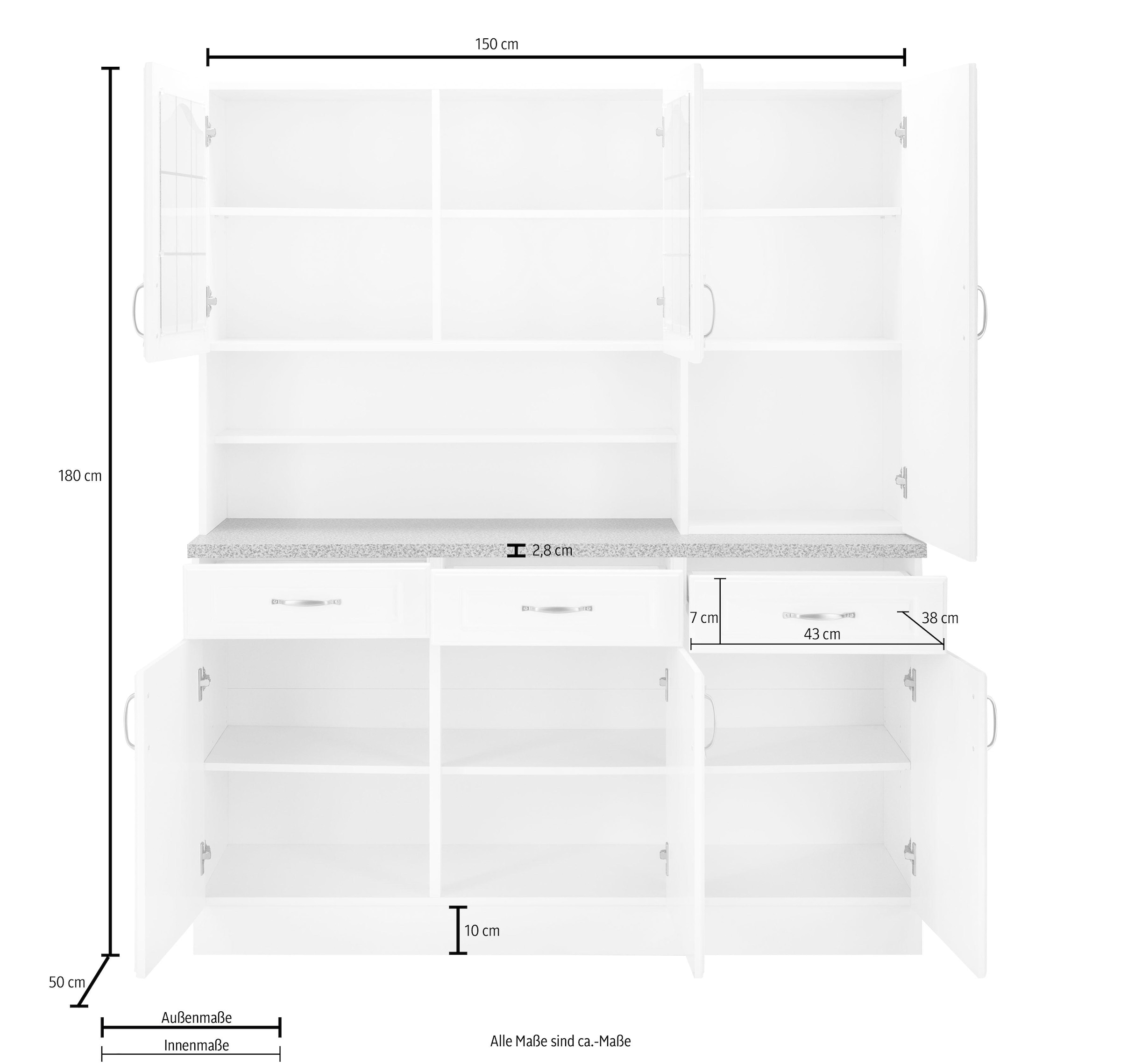wiho Küchen Küchenbuffet »Linz« 150 cm breit, in Landhaus-Optik