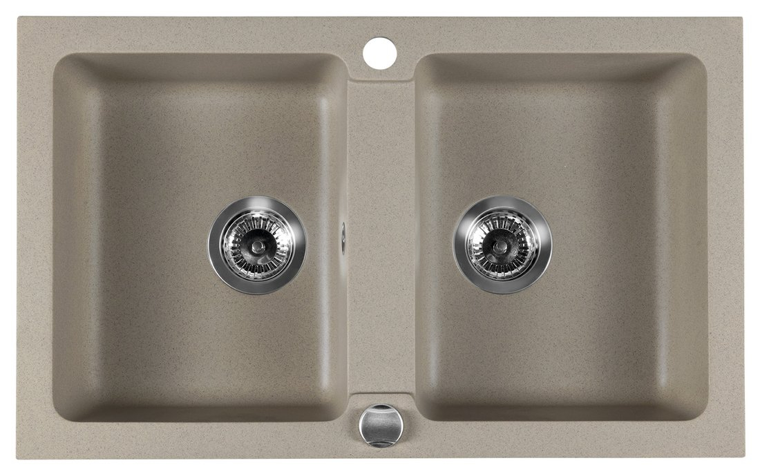 Sapho spoelbak dubbel 78x47,5cm met kraangat beige graniet