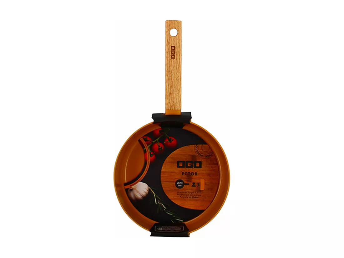 Ogo Living - Casserole Ector 20cm Alu Revetement Ceramique Jaune Avec Manche Bois