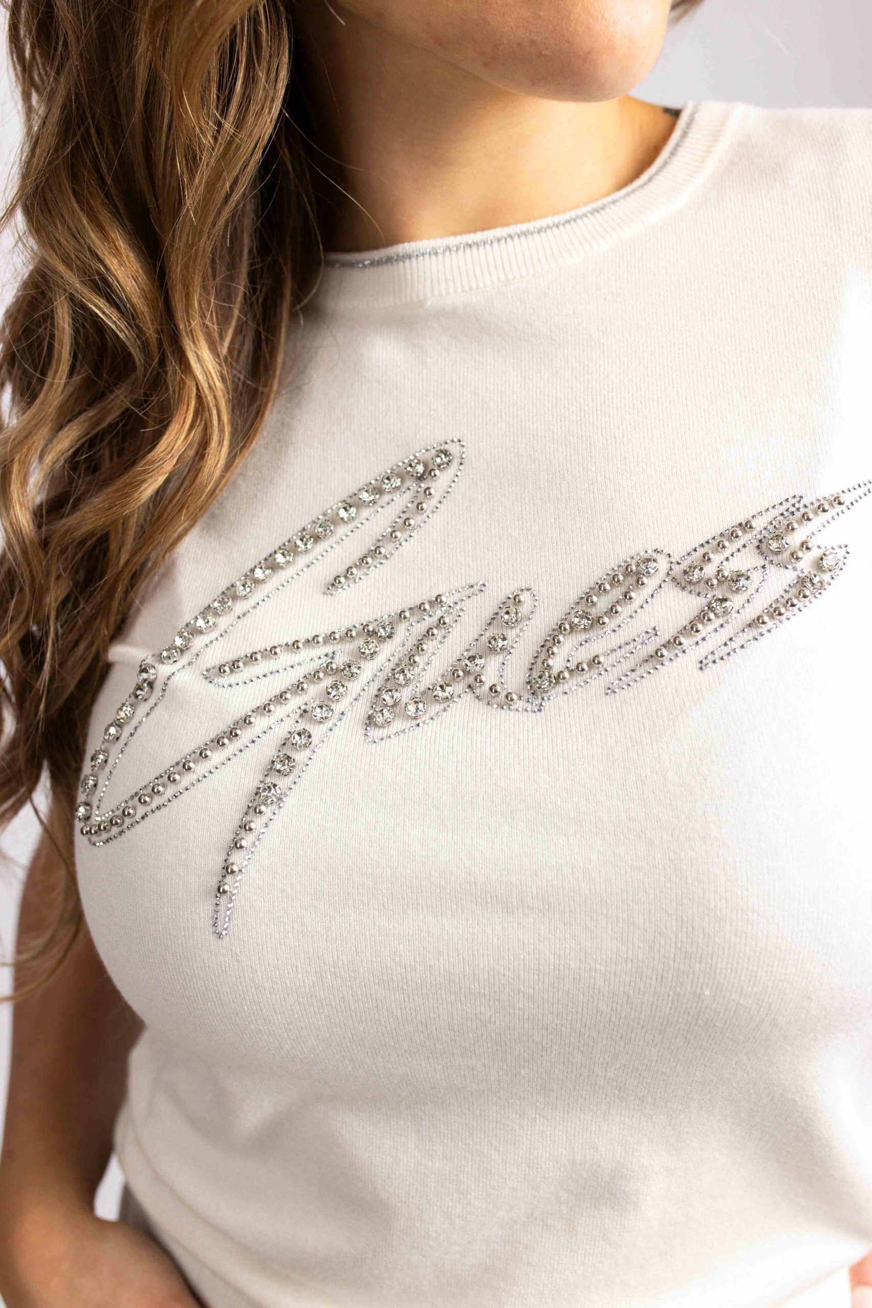 Guess Grace Logo Sweatertop Dames Crème