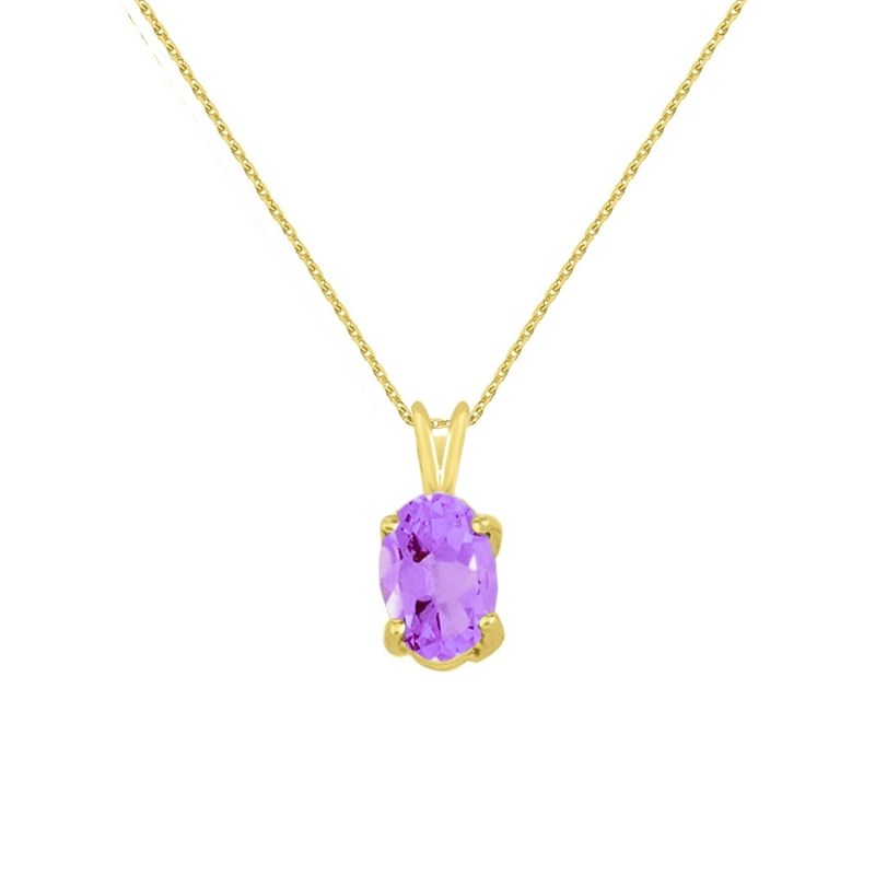 Collier - Pendentif Or Jaune Améthyste Ovale - Femme