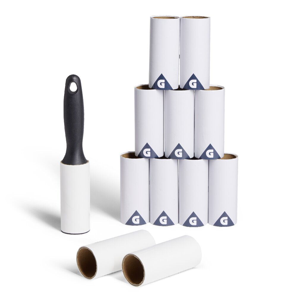 Lot de 11 rouleaux adhésifs papier + brosse polypropylène blanc + noir