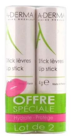 Duo stick levres A-derma - 2x4g