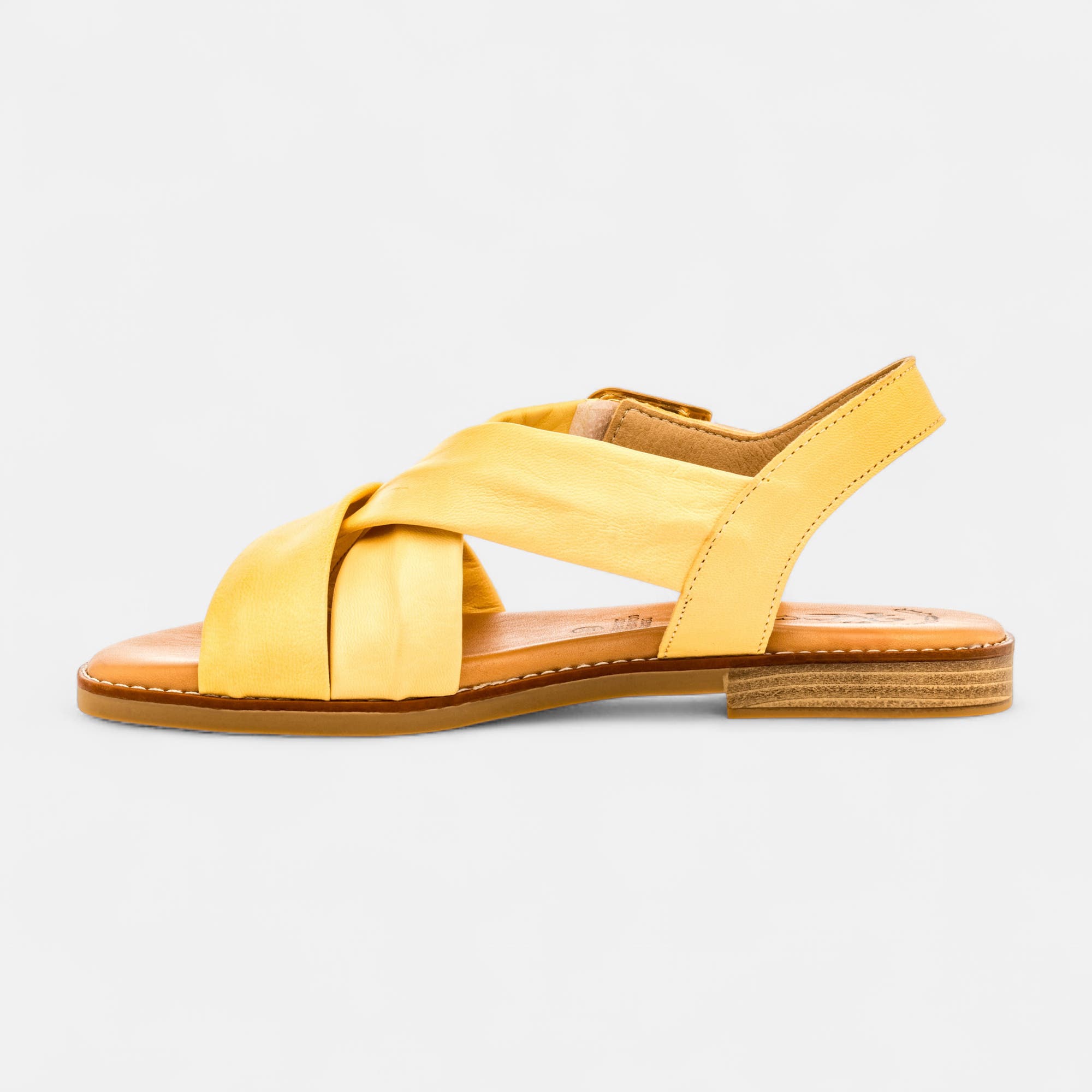 Nu-pieds Femme en cuir jaune
