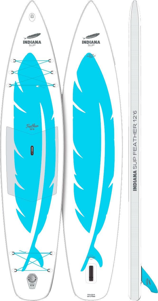 Indiana SUP Feather Inflatable 12 6 aufblasbares Stand Up Paddling-Board inkl. Paddel und Luftpumpe