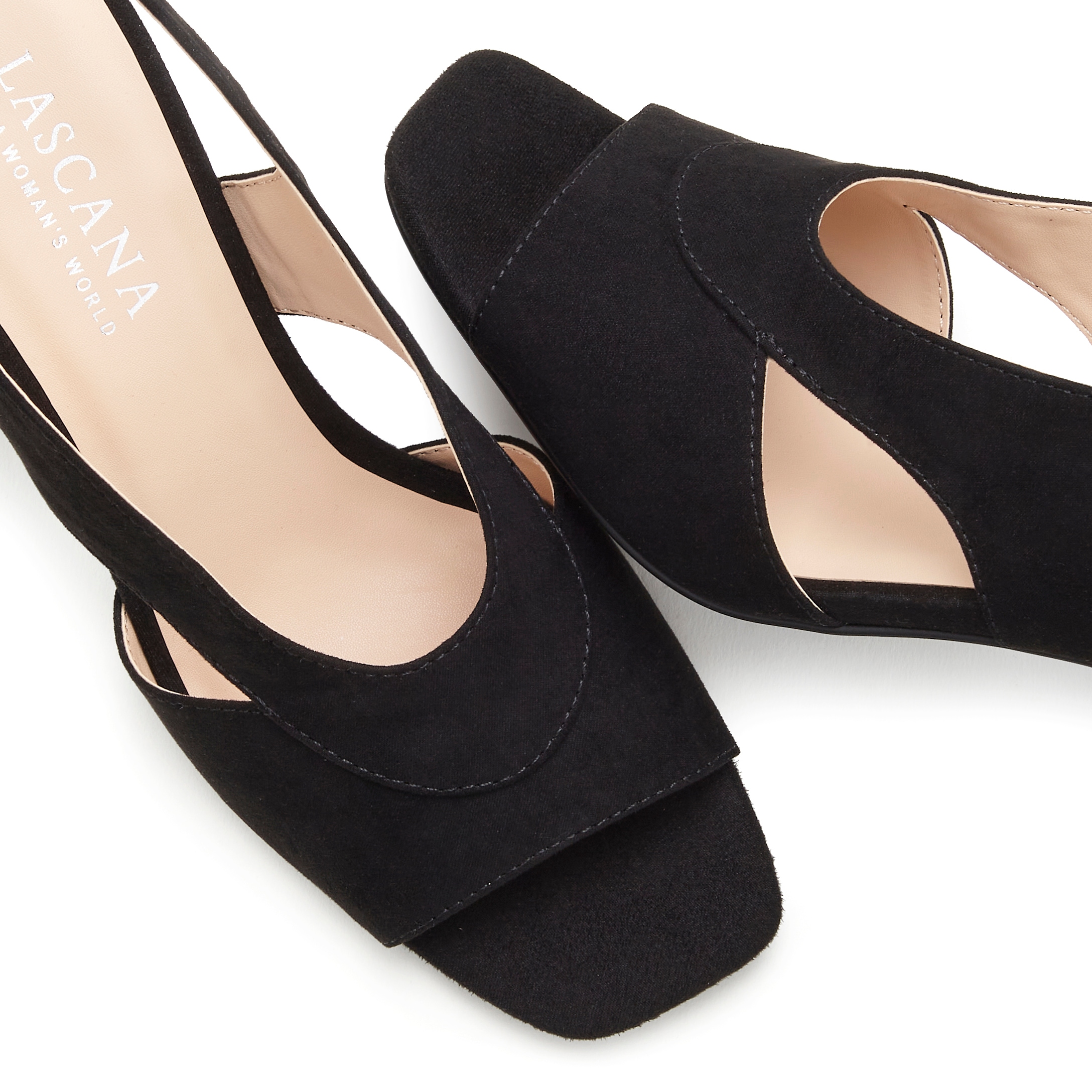 LASCANA Sandalette »Sandale, Sommerschuh,«  mit Blockabsatz und raffiniertem Ausschnitt VEGAN