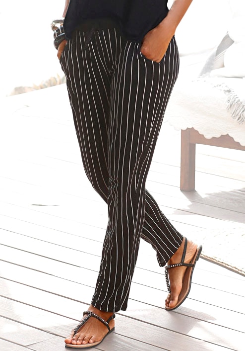 Buffalo Strandhose  mit Streifendruck, bequeme Schlupfhose, Jerseyhose