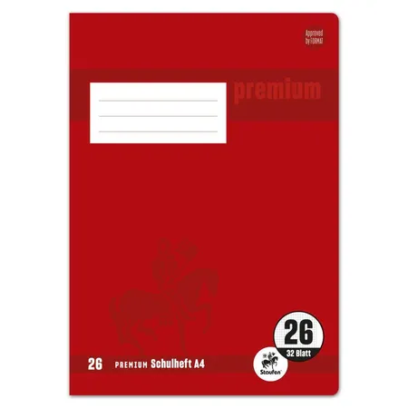 Staufen Premium Schulheft Lin26 A4 32 Blatt 90g/qm 5mm kariert mit Rand