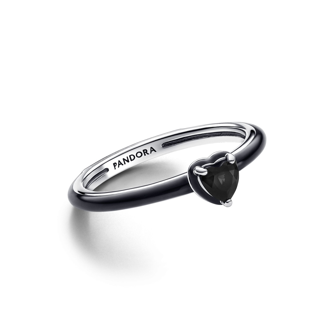 Pandora ME Schwarzes Chakra Herz Ring 925 Silber