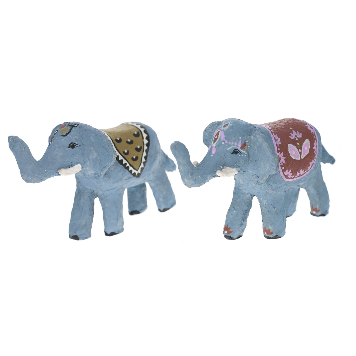 Figurine éléphant en papier mâché avec ornement ocre Pondie Chérie