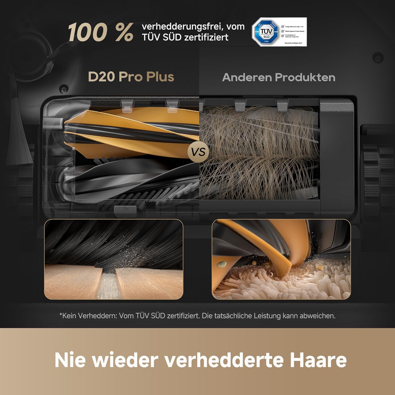 dreame D20 Pro Plus Saugroboter, 13.000 Pa Saugkraft, DuoBrush für Tierhaare, Eckenrein, Selbstentl, Hindernisverm. m. LDS-Navigation & Laser, saugt und wischt, Hartböden & Teppiche, 5.200 mAh Akku