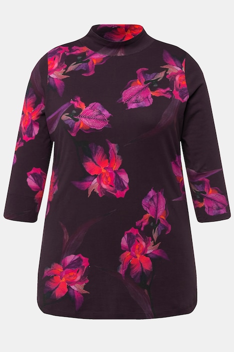 Shirt, Pima Cotton, Lilen, Stehkragen, 3/4-Arm
