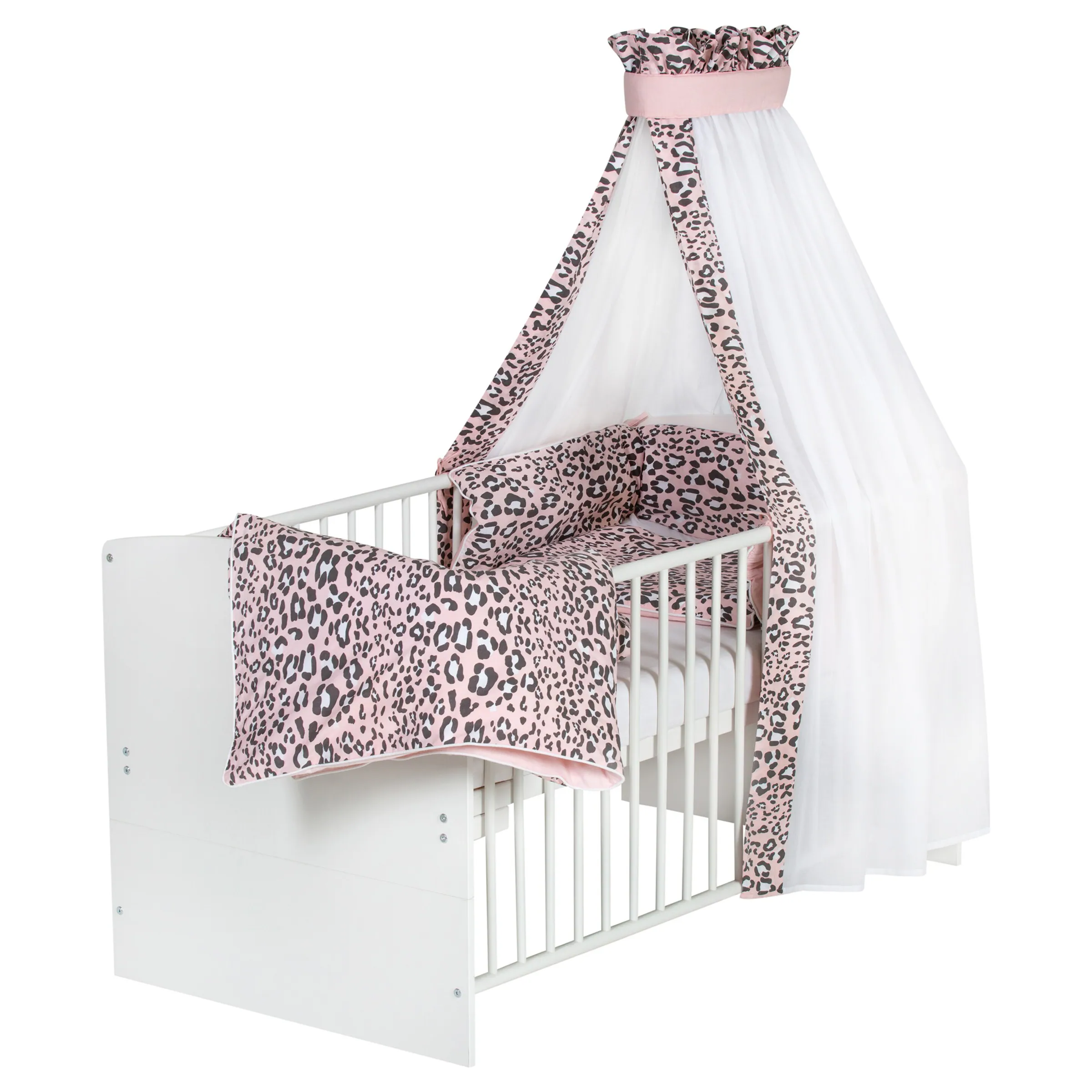 Schardt Babybett mit Ausstattung Classic White 70x140 cm weiß / Leo Pink
