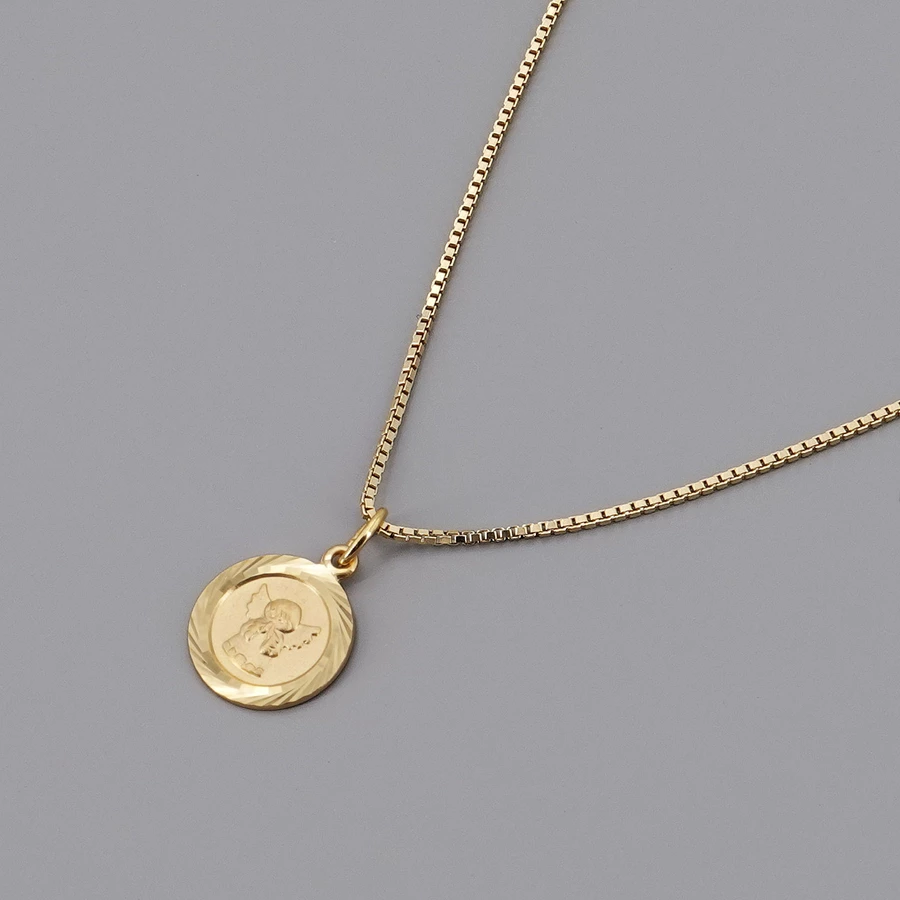 trendor Kinder Schutzengel-Anhänger Gold 585 mit vergoldeter Silberkette gold