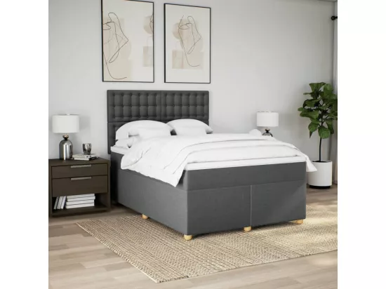 Sommier à lattes de lit avec matelas Gris foncé 140x190cm Tissu
