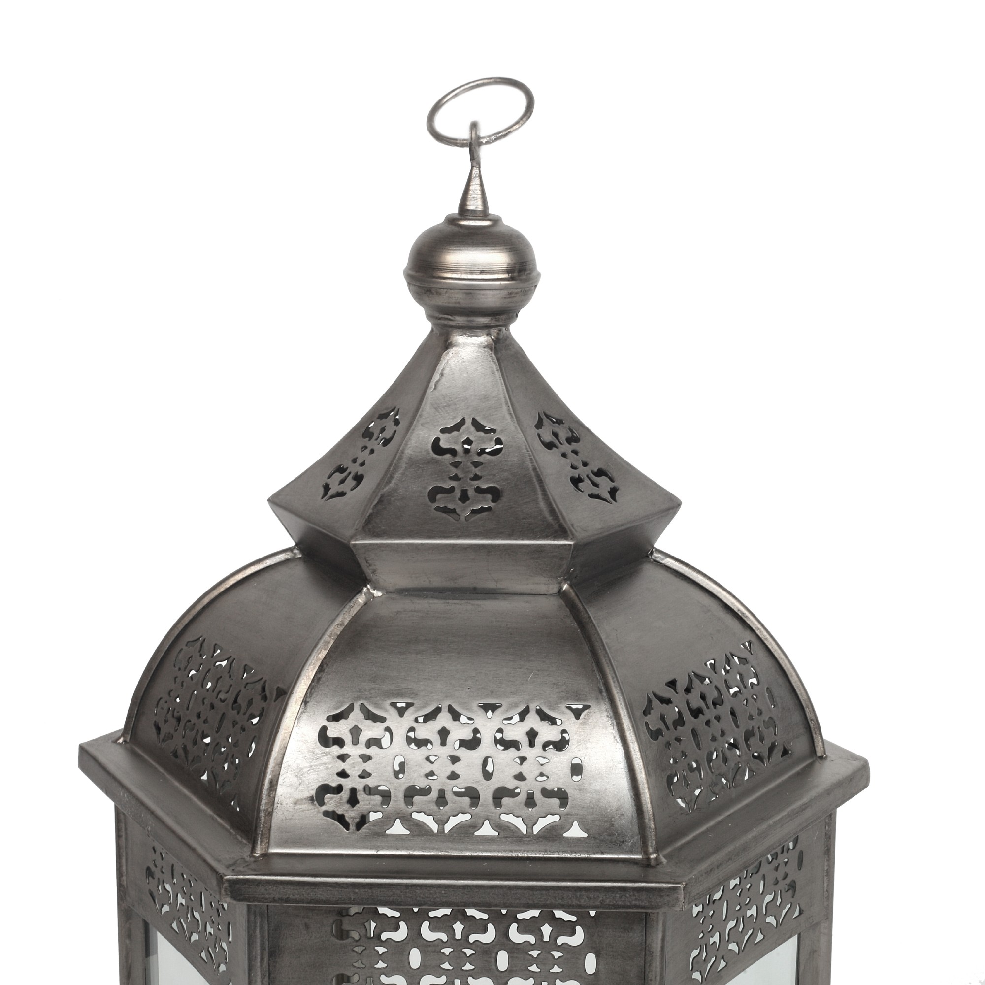 Laterne sechseckig, vernickelt, silber, Ø 28 cm, H 68 cm von fischer's lagerhaus