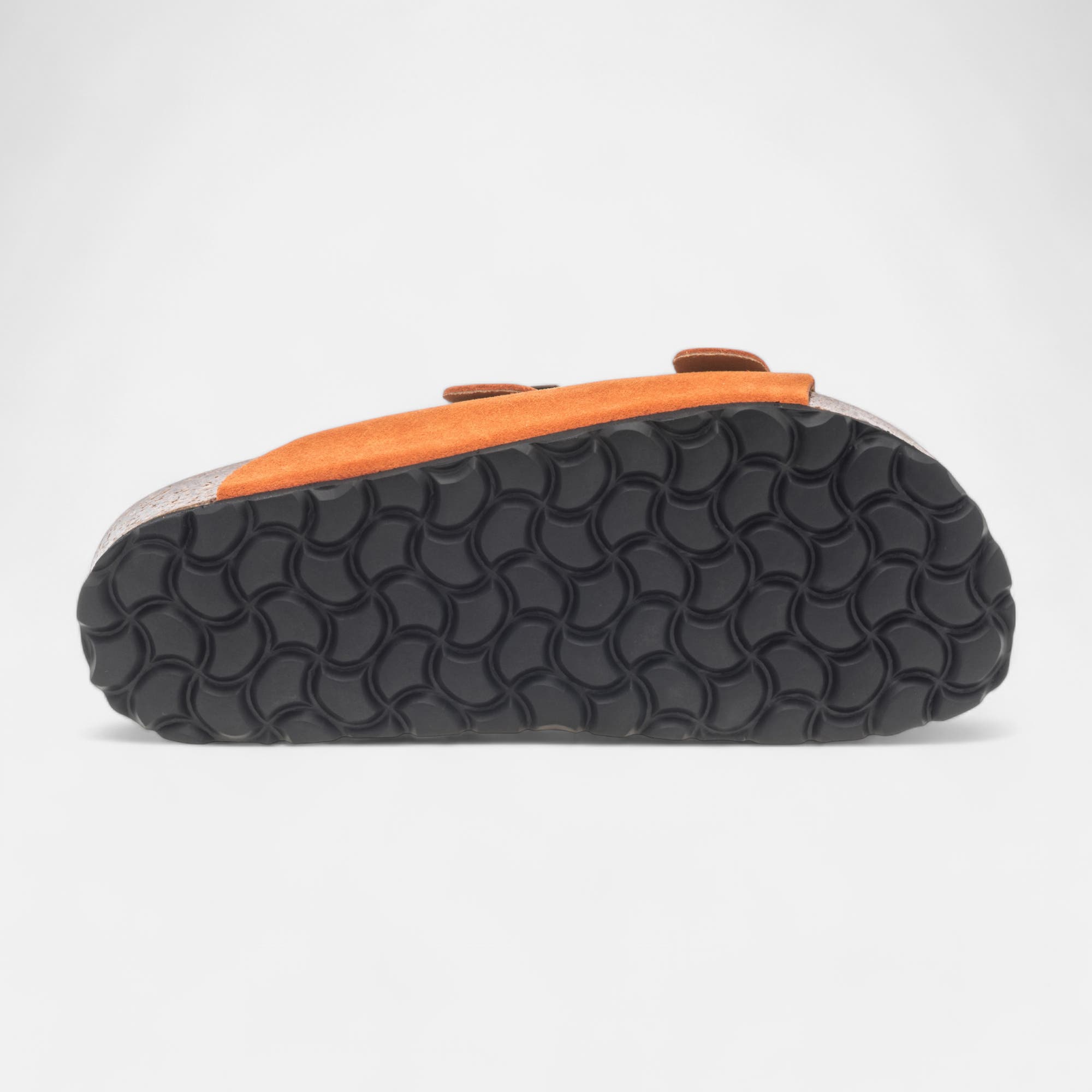 Mules semelle liège Femme en cuir orange