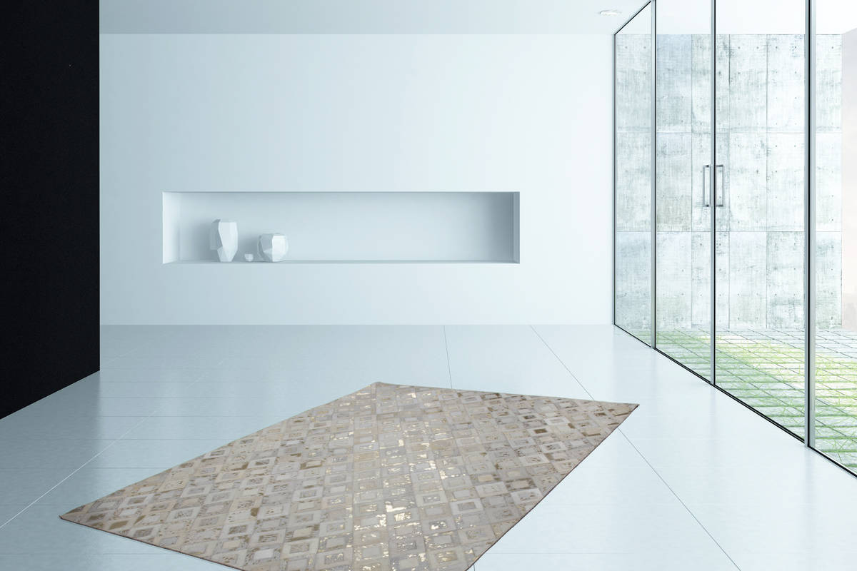 Lederteppich - elfenbein-gold - 160x230 cm