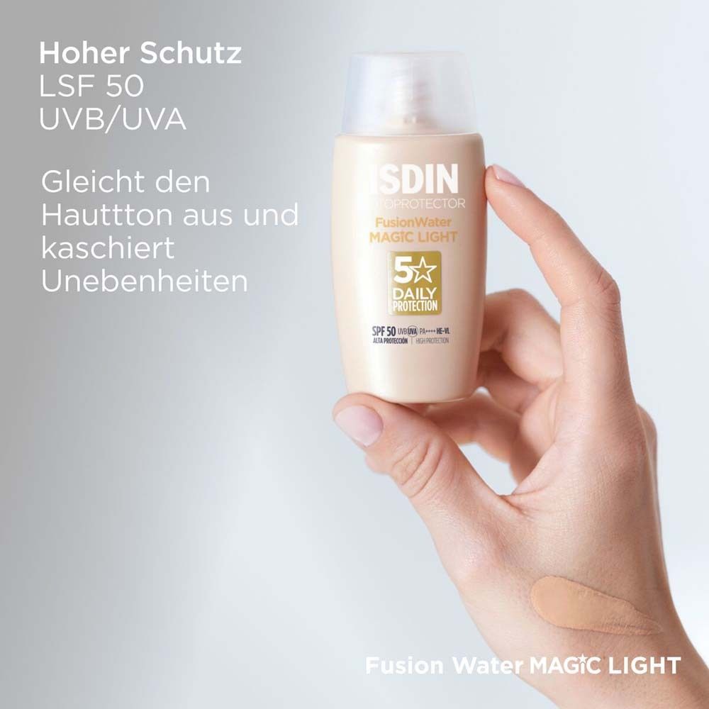 Fotoprotector ISDIN Fusion Water Color Light LSF 50 ultraleichter getönter Sonnenschutz für helle Haut