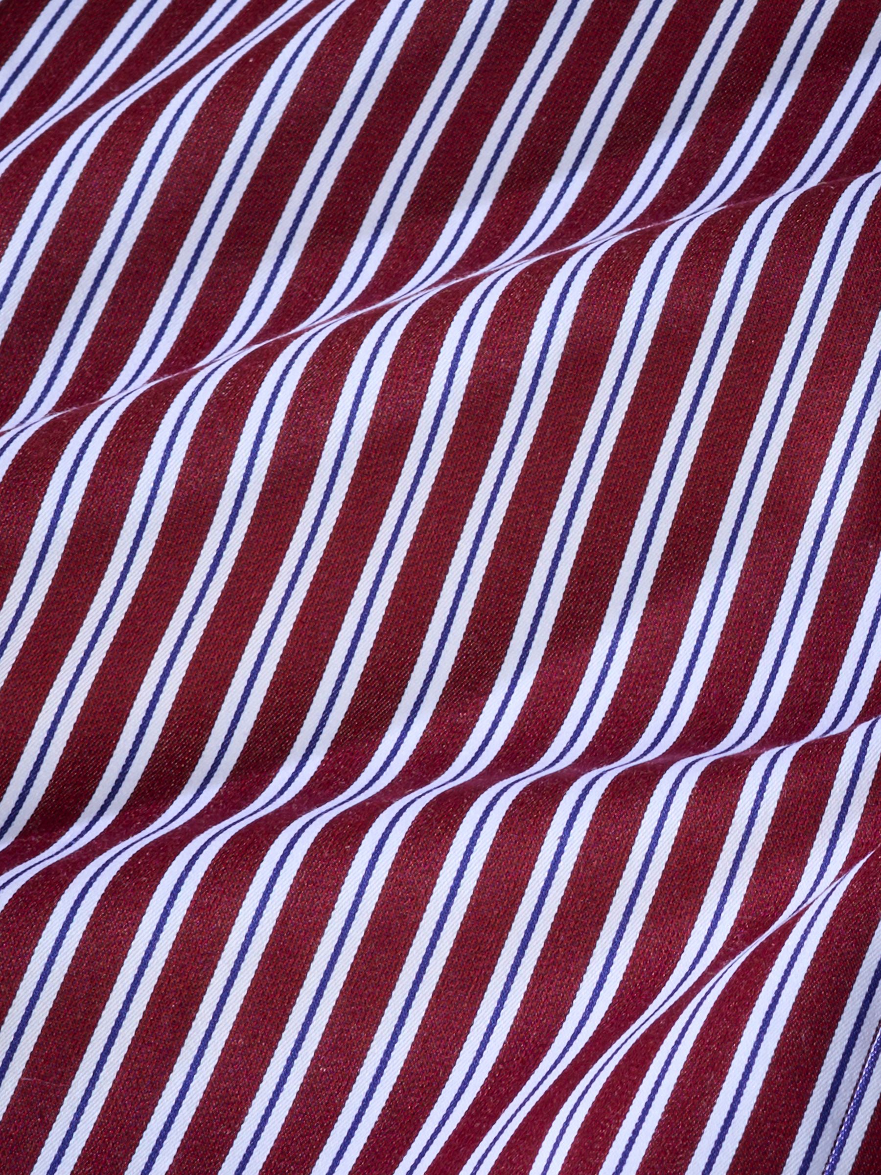 Bordeauxrood gestreept - 100% katoenen Signature overhemd met enkele manchet