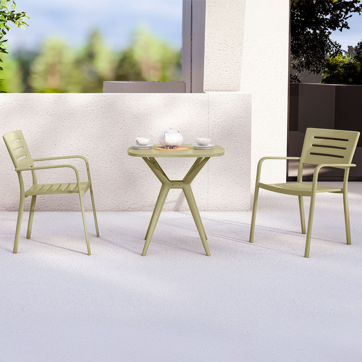 Bistro-Set Orla, aus recyceltem Kunststoff